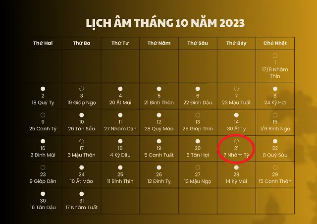 21/10 Âm Là Ngày Bao Nhiêu Dương 2023