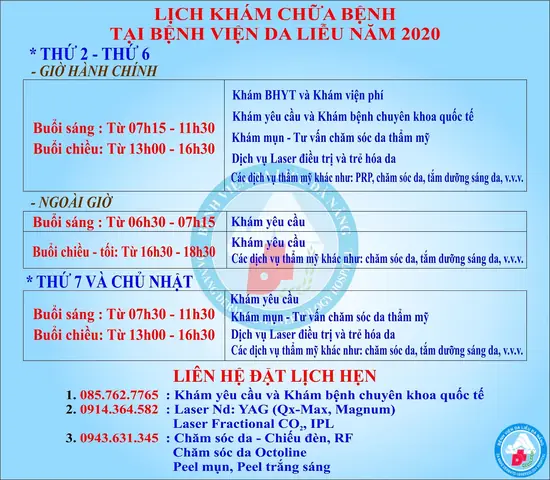 Bệnh Viện Da Liễu Làm Việc Mấy Giờ