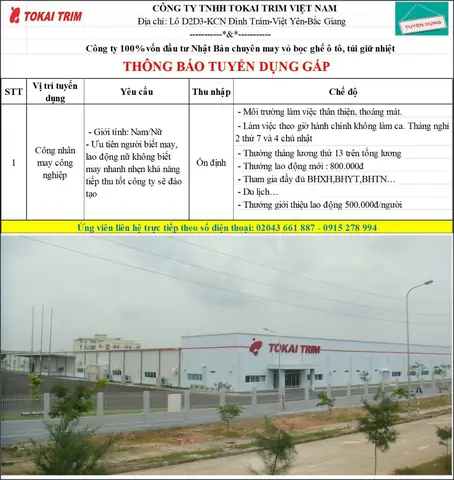 Review Công Ty Tnhh Tokai Trim Việt Nam: Thông Tin Chi Tiết