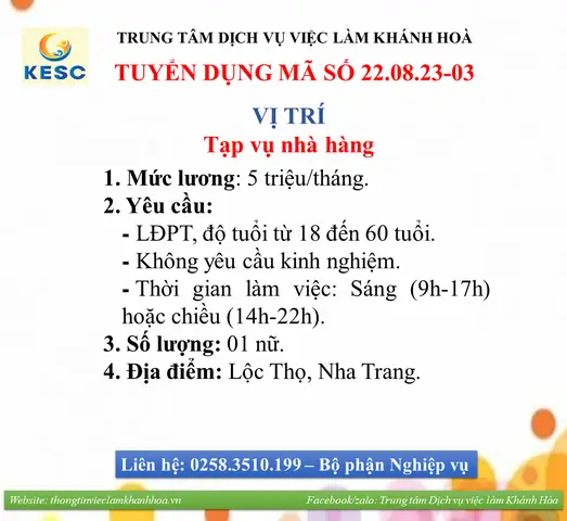 Tim Viec Lam Tu 5h Den 9h Sang