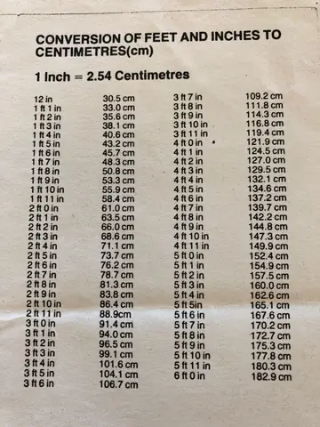 Ft 1 Inch To Cm