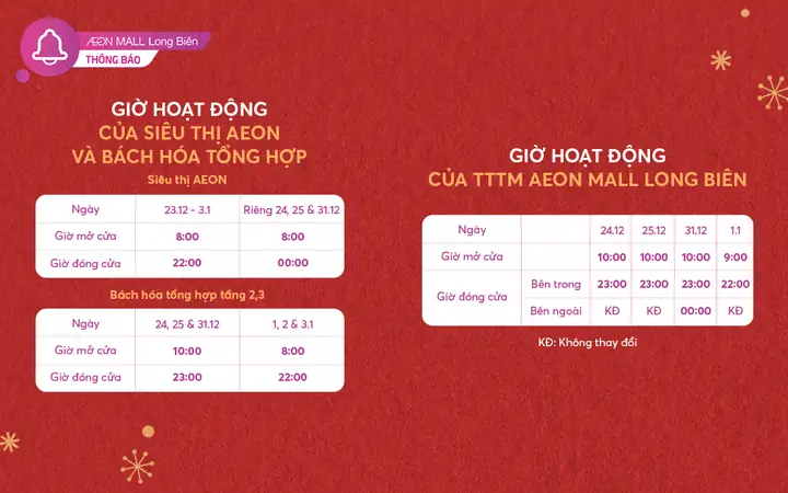 Aeon Long Biên Mở Cửa