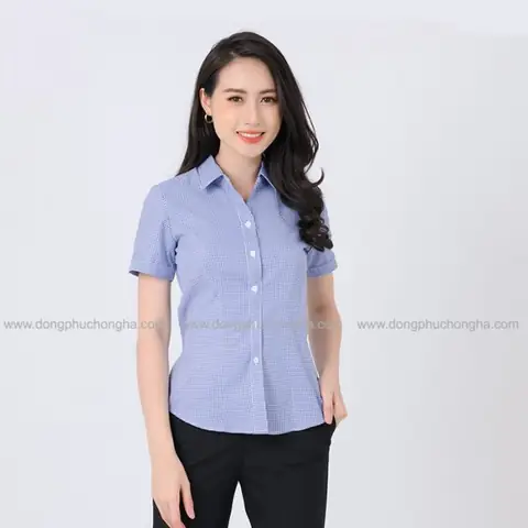 Áo Kẻ Caro Nữ Cộc Tay