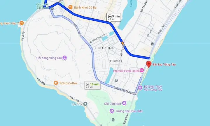 Bãi Sau Vũng Tàu Map