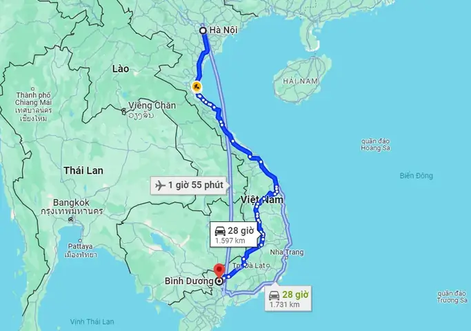 Bình Dương Cách Hà Nội Bao Nhiêu Km