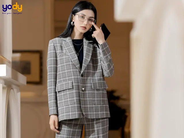 Bộ Vest Nữ Kẻ Caro