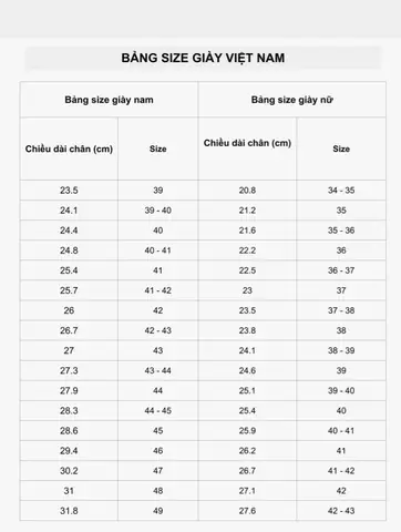 Chân 24cm Đi Size Bao Nhiêu