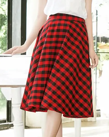 Chân Váy Caro Đỏ Đen
