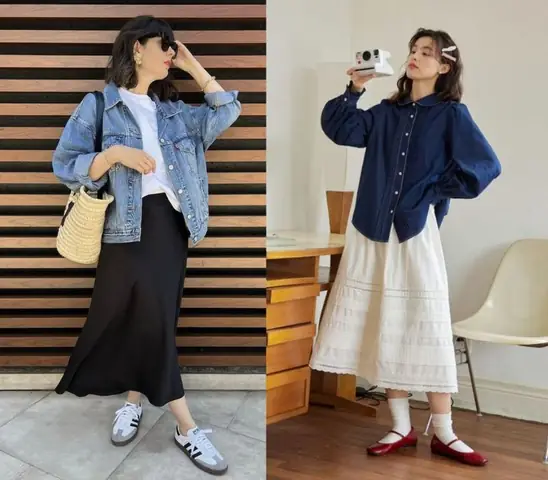 Chân Váy Dài Với Áo Sơ Mi