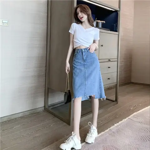 Chân Váy Jean Cho Người Thấp