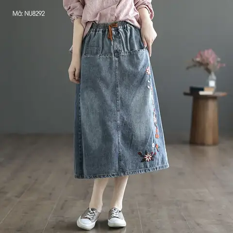 Chân Váy Jean Lưng Thun