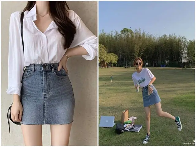 Chân Váy Jean Ngắn Phối Với Áo Gì