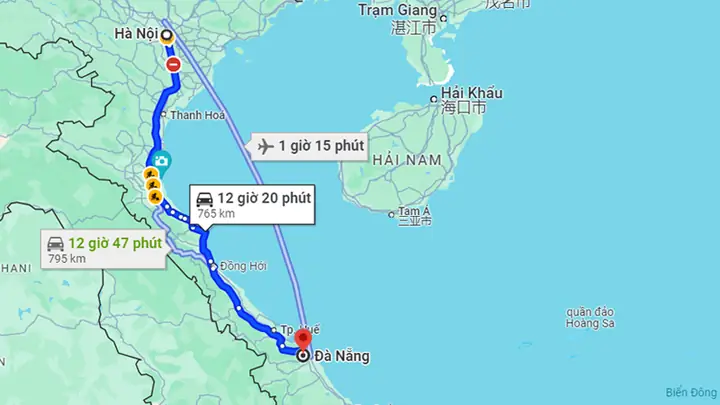 Đà Nẵng Hà Nội Bao Nhiêu Km