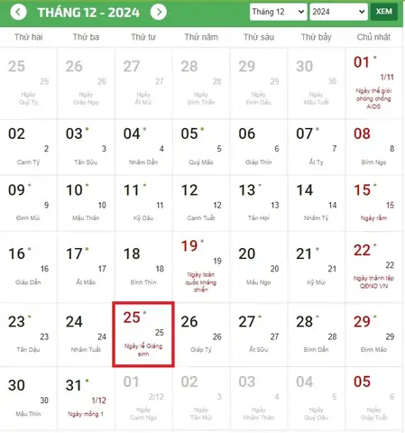 Ngày 25/12 Là Ngày Gì