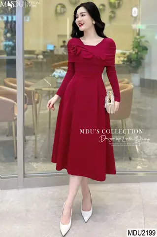 Nữ Đầm Dài Tay Trẻ Trung