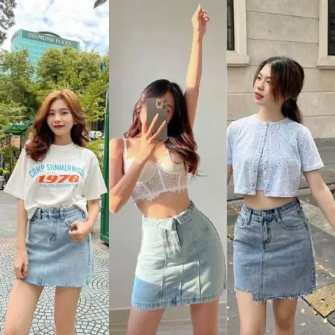 Phối Đồ Với Chân Váy Jean Ngắn