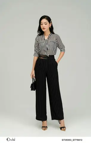 Quần Đen Kẻ Sọc Trắng