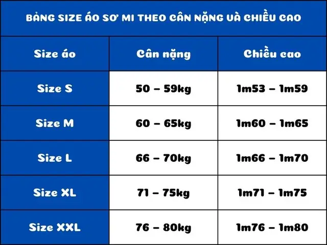 Size Xl Nam Là Bao Nhiêu Kg